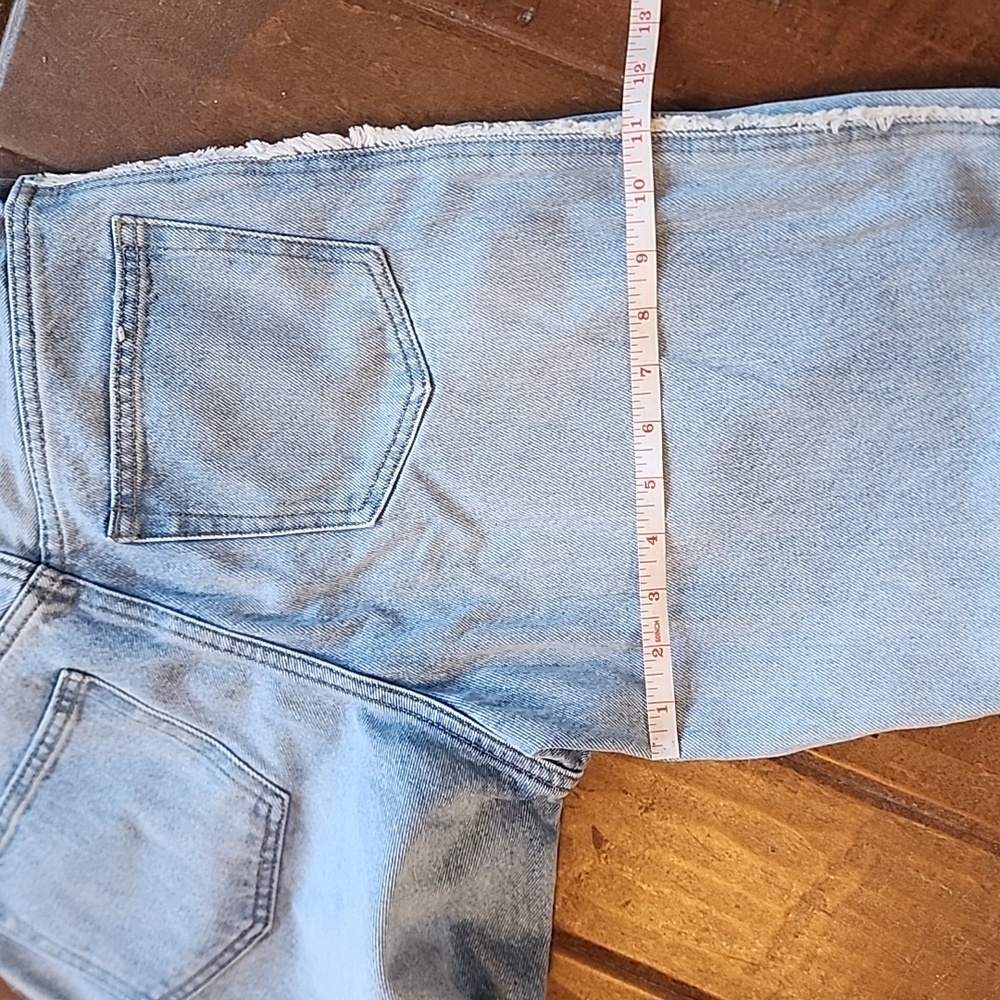 Lowrys Farm Cone Wide Straight High Waist Side Stripe Frey Hem Denim Blue Jeans - Picture 11 of 11